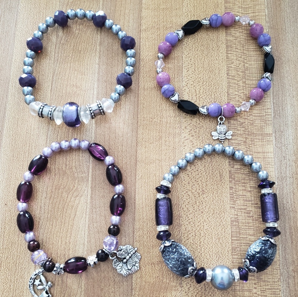 NEW Set of 4 handmade stretch bracelets